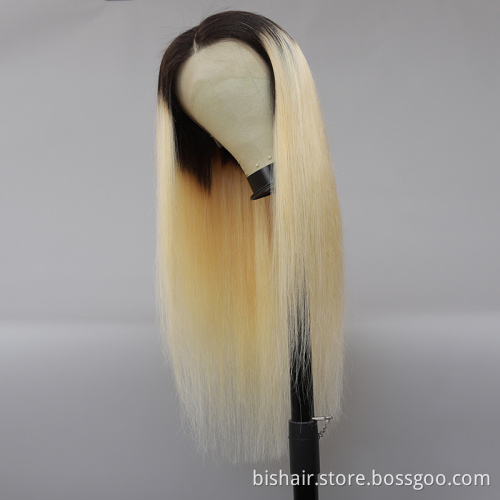 BIS Wholesale 28 30 Inch Brazilian 1B 613 Blonde Ombre Straight Lace Front Human Hair Wigs 4x4 Transparent Lace Frontal Wigs